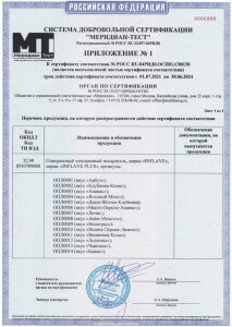 Сертификат на электронные сигареты inflave в Меридиан Тест